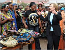 Former Secretary of State Hillary Clinton with patients in Goma, Congo.